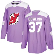 Authentic Justin Dowling Purple New Jersey Devils Fights Cancer Practice Jersey - Youth