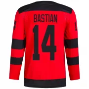 Authentic Nathan Bastian Red New Jersey Devils 2024 Stadium Series Primegreen Jersey - Men's