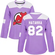 Authentic Santeri Hatakka Purple New Jersey Devils Fights Cancer Practice Jersey - Women's