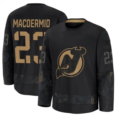 Premium Kurtis MacDermid Black New Jersey Devils 2024 Military Appreciation Practice Jersey - Men's