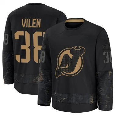 Premium Topias Vilen Black New Jersey Devils 2024 Military Appreciation Practice Jersey - Men's