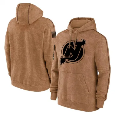 Brown New Jersey Devils 2023 Salute to Service Club Pullover Hoodie - Men's